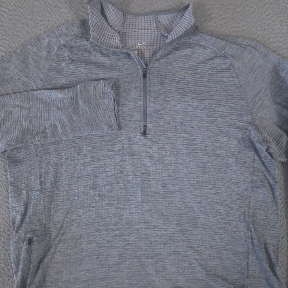 Nike Pullover Mens XL Grey Dri-Fit Sphere Element Half Zip Heathered Thumbholes